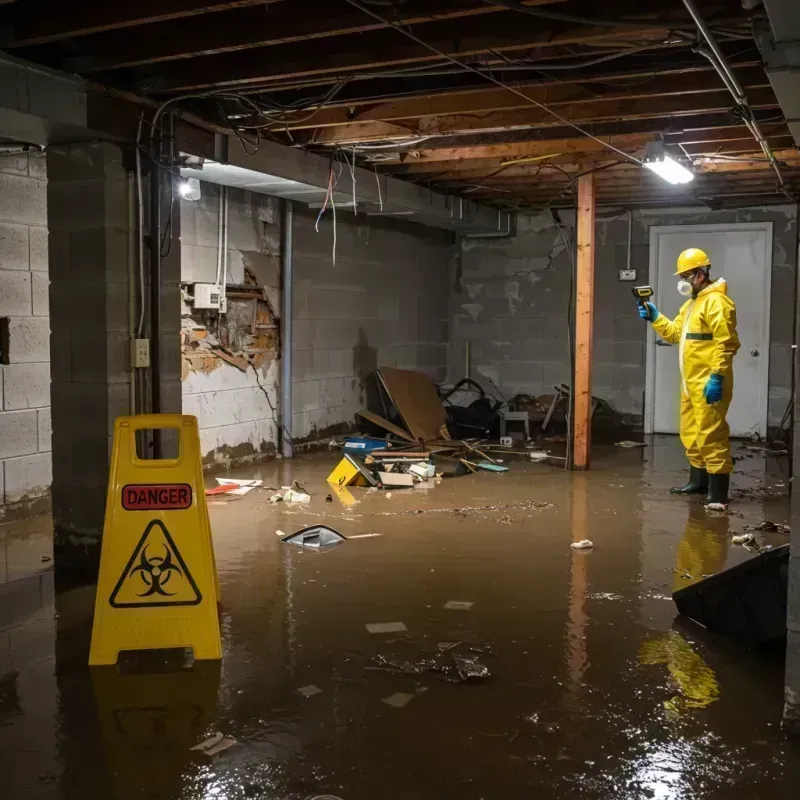 Flooded Basement Electrical Hazard in Ogden, NC Property